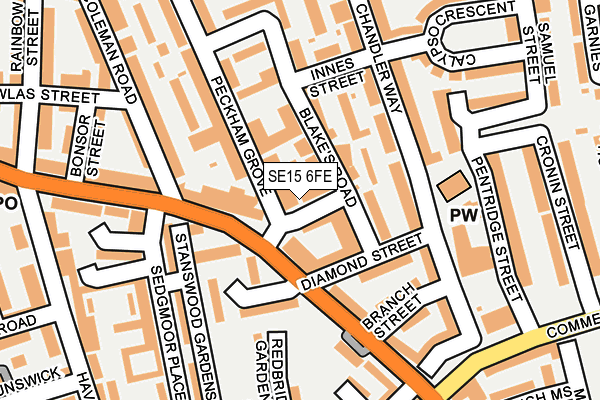 SE15 6FE map - OS OpenMap – Local (Ordnance Survey)