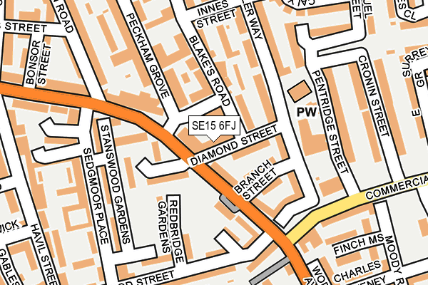 SE15 6FJ map - OS OpenMap – Local (Ordnance Survey)