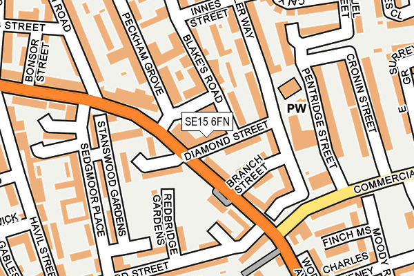 SE15 6FN map - OS OpenMap – Local (Ordnance Survey)