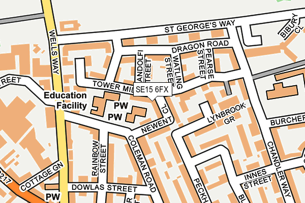 SE15 6FX map - OS OpenMap – Local (Ordnance Survey)