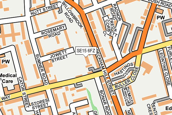 SE15 6FZ map - OS OpenMap – Local (Ordnance Survey)