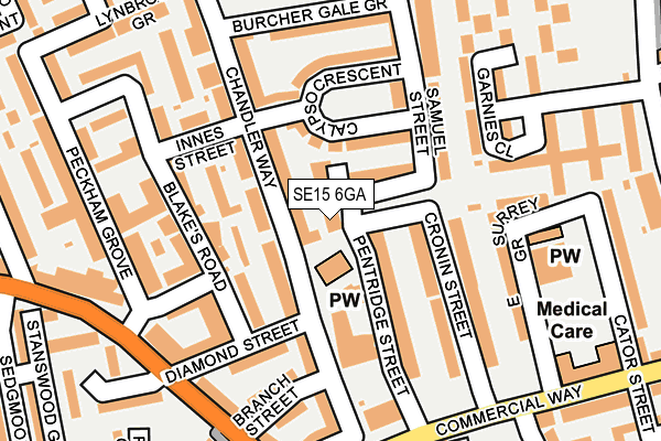 SE15 6GA map - OS OpenMap – Local (Ordnance Survey)