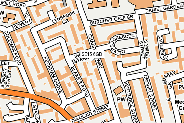 SE15 6GD map - OS OpenMap – Local (Ordnance Survey)