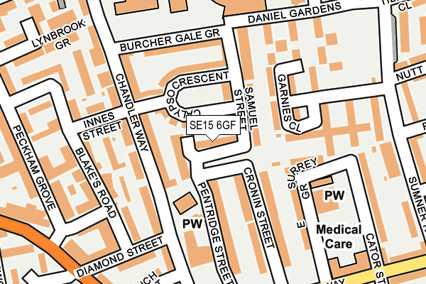 SE15 6GF map - OS OpenMap – Local (Ordnance Survey)