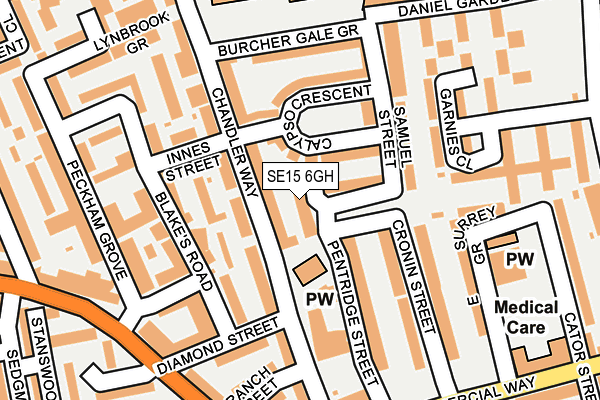 SE15 6GH map - OS OpenMap – Local (Ordnance Survey)