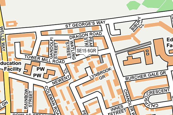 SE15 6GR map - OS OpenMap – Local (Ordnance Survey)