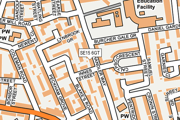 SE15 6GT map - OS OpenMap – Local (Ordnance Survey)