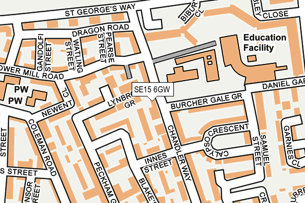 SE15 6GW map - OS OpenMap – Local (Ordnance Survey)