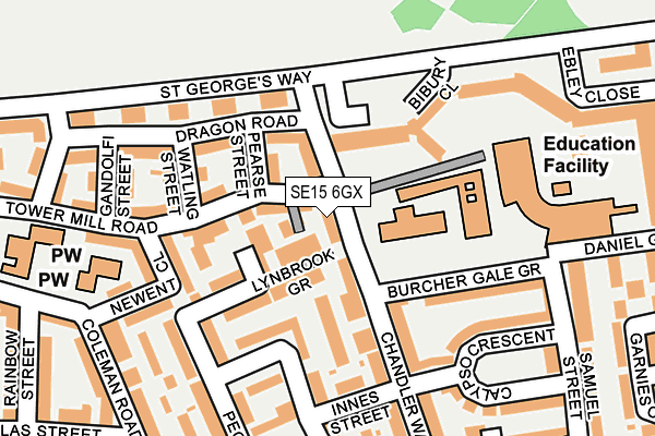 SE15 6GX map - OS OpenMap – Local (Ordnance Survey)