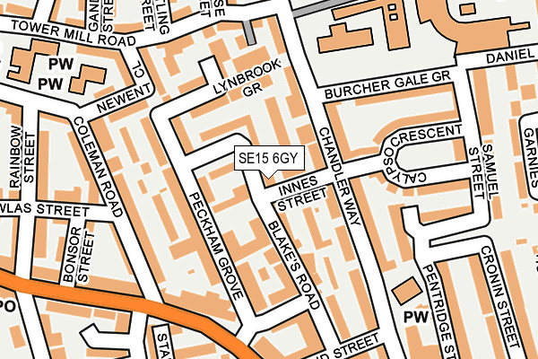 SE15 6GY map - OS OpenMap – Local (Ordnance Survey)