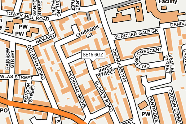 SE15 6GZ map - OS OpenMap – Local (Ordnance Survey)