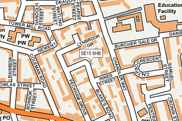 SE15 6HB map - OS OpenMap – Local (Ordnance Survey)