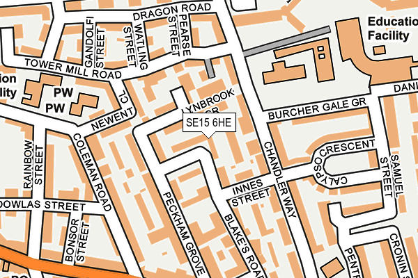 SE15 6HE map - OS OpenMap – Local (Ordnance Survey)