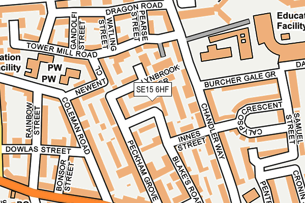 SE15 6HF map - OS OpenMap – Local (Ordnance Survey)