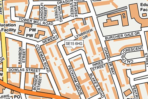 SE15 6HG map - OS OpenMap – Local (Ordnance Survey)