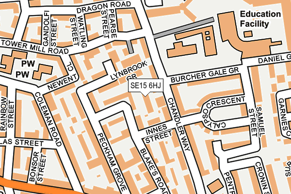 SE15 6HJ map - OS OpenMap – Local (Ordnance Survey)