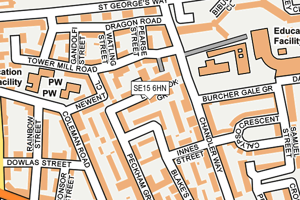 SE15 6HN map - OS OpenMap – Local (Ordnance Survey)