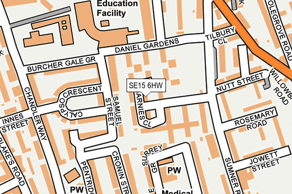 SE15 6HW map - OS OpenMap – Local (Ordnance Survey)