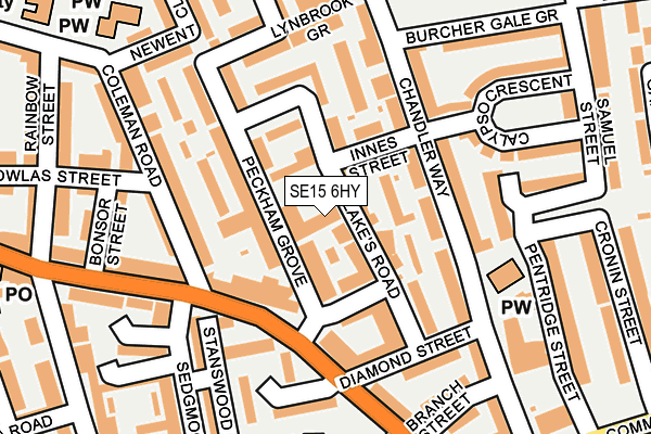 SE15 6HY map - OS OpenMap – Local (Ordnance Survey)