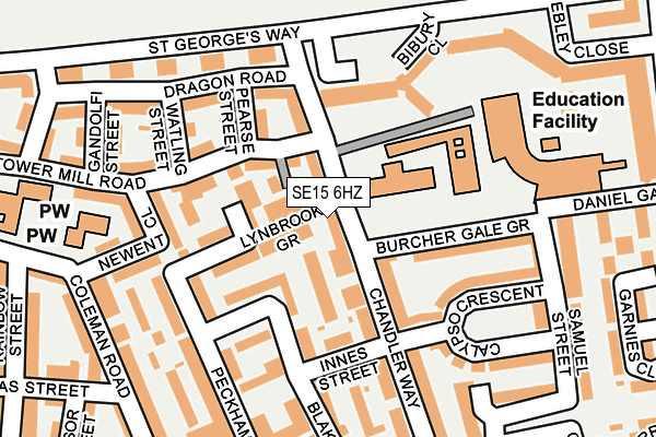 SE15 6HZ map - OS OpenMap – Local (Ordnance Survey)