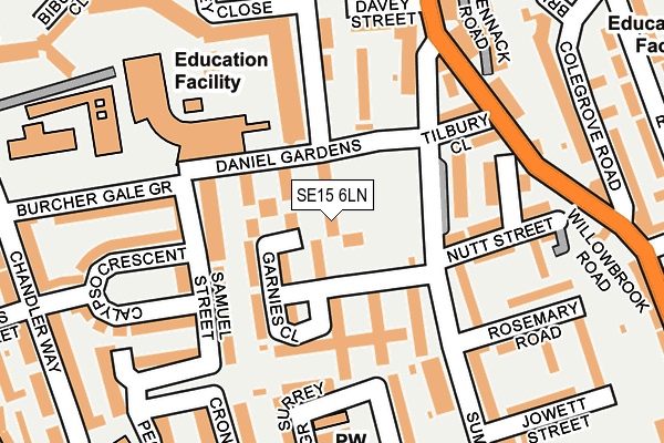 SE15 6LN map - OS OpenMap – Local (Ordnance Survey)