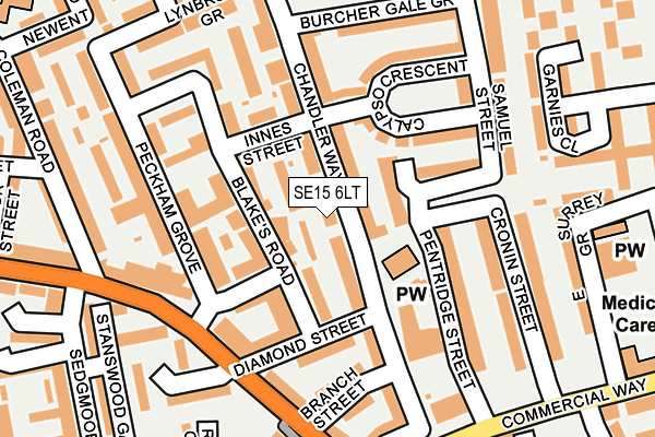 SE15 6LT map - OS OpenMap – Local (Ordnance Survey)