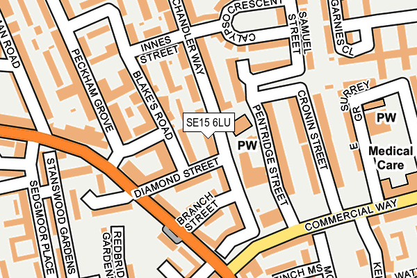 SE15 6LU map - OS OpenMap – Local (Ordnance Survey)