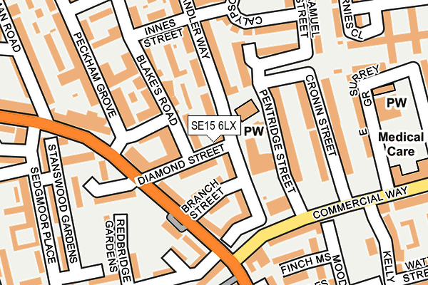 SE15 6LX map - OS OpenMap – Local (Ordnance Survey)