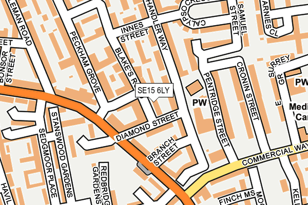 SE15 6LY map - OS OpenMap – Local (Ordnance Survey)