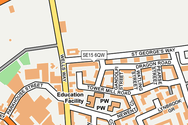 SE15 6QW map - OS OpenMap – Local (Ordnance Survey)