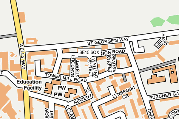 SE15 6QX map - OS OpenMap – Local (Ordnance Survey)