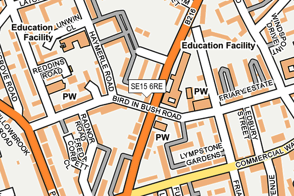 SE15 6RE map - OS OpenMap – Local (Ordnance Survey)