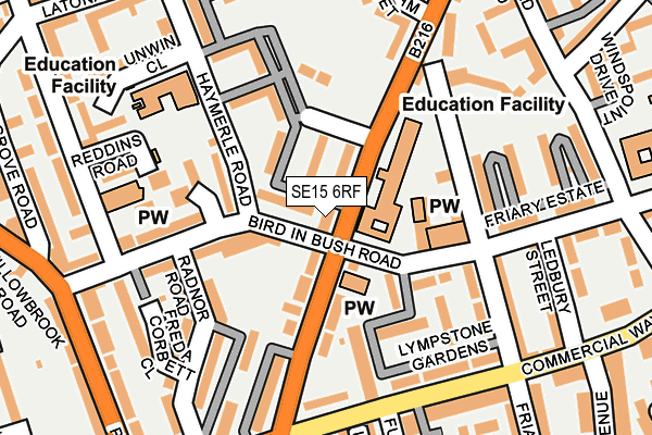 SE15 6RF map - OS OpenMap – Local (Ordnance Survey)