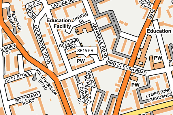 SE15 6RL map - OS OpenMap – Local (Ordnance Survey)