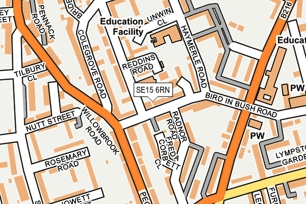 SE15 6RN map - OS OpenMap – Local (Ordnance Survey)
