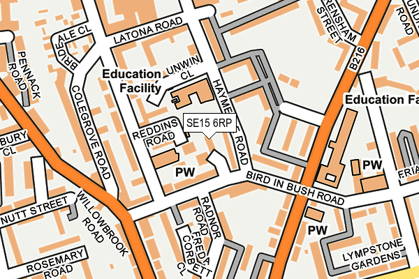SE15 6RP map - OS OpenMap – Local (Ordnance Survey)