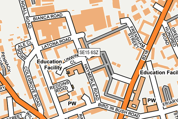 SE15 6SZ map - OS OpenMap – Local (Ordnance Survey)