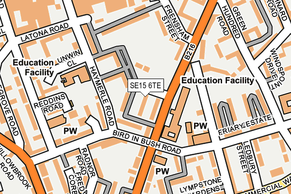 SE15 6TE map - OS OpenMap – Local (Ordnance Survey)