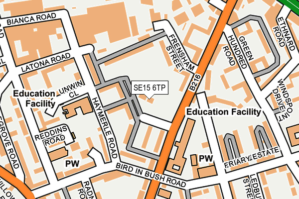 SE15 6TP map - OS OpenMap – Local (Ordnance Survey)