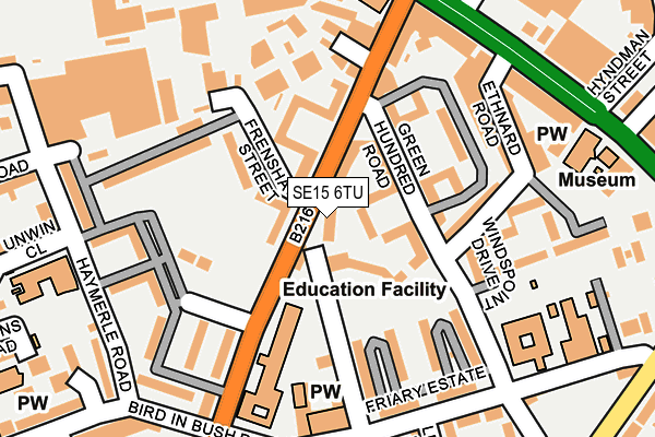 SE15 6TU map - OS OpenMap – Local (Ordnance Survey)