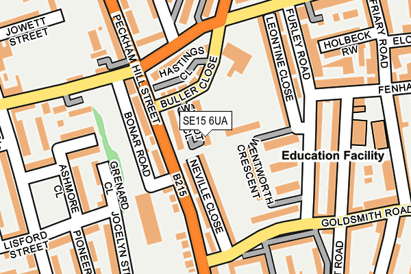 SE15 6UA map - OS OpenMap – Local (Ordnance Survey)