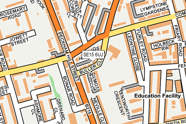 SE15 6UJ map - OS OpenMap – Local (Ordnance Survey)