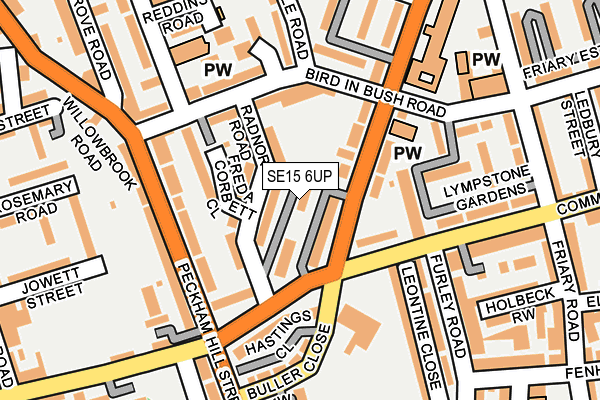 SE15 6UP map - OS OpenMap – Local (Ordnance Survey)