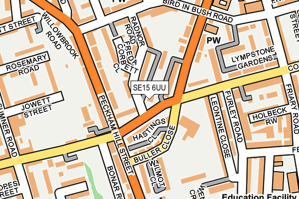 SE15 6UU map - OS OpenMap – Local (Ordnance Survey)