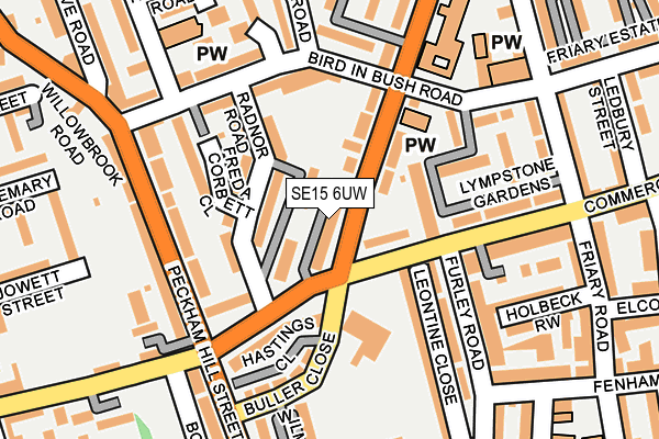 SE15 6UW map - OS OpenMap – Local (Ordnance Survey)