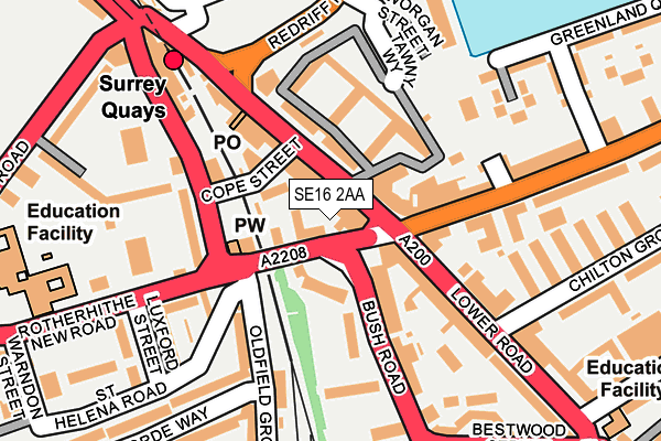SE16 2AA map - OS OpenMap – Local (Ordnance Survey)