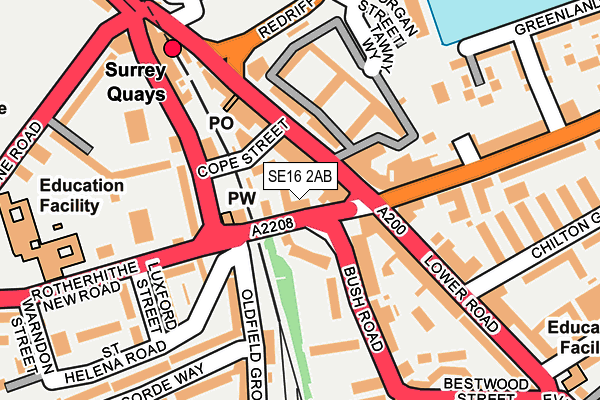 SE16 2AB map - OS OpenMap – Local (Ordnance Survey)