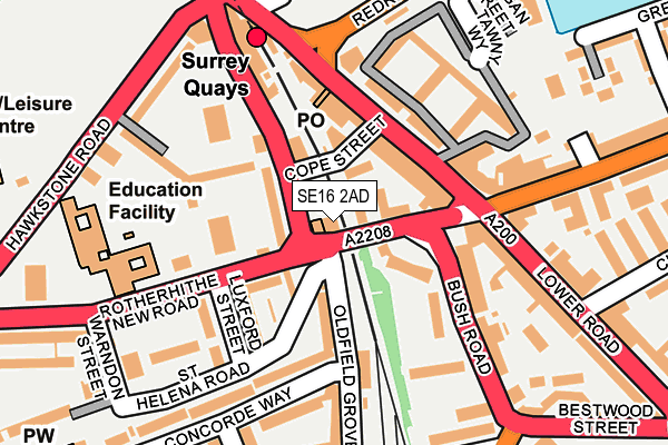 SE16 2AD map - OS OpenMap – Local (Ordnance Survey)