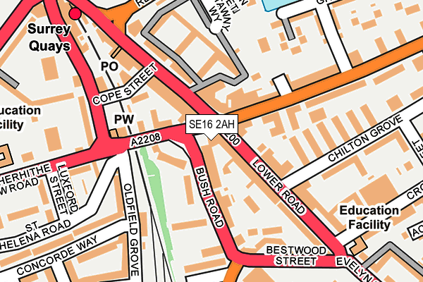 SE16 2AH map - OS OpenMap – Local (Ordnance Survey)