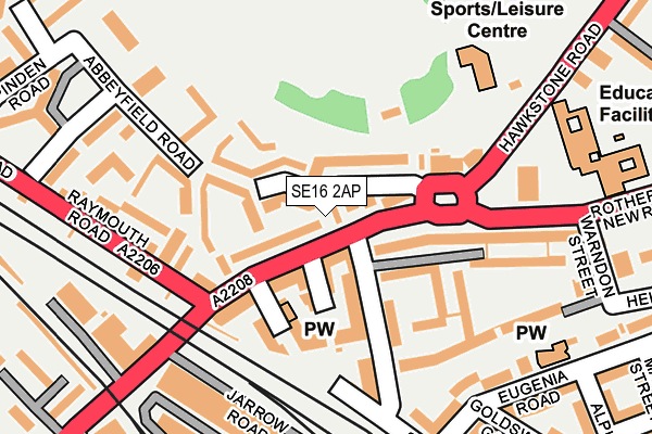 SE16 2AP map - OS OpenMap – Local (Ordnance Survey)